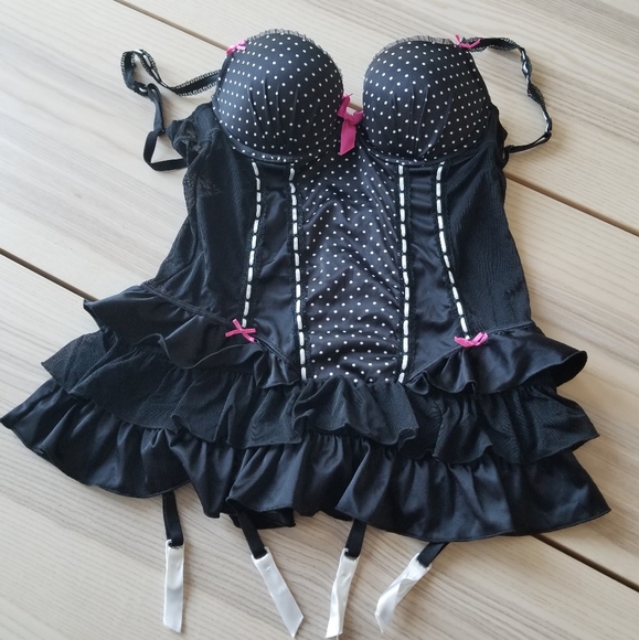 La SENZA Other - La Senza black polka dot teddy babydoll lingerie